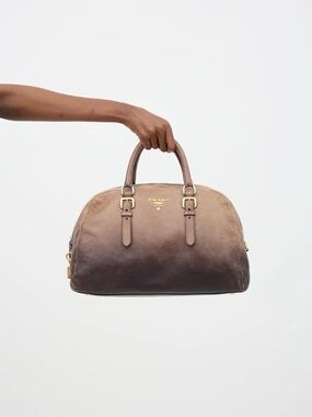 Prada Brown Ombre Leather Satchel with Gold Hardware